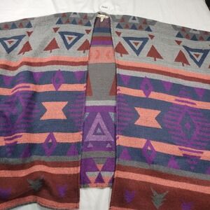 Marci Geometric Aztec Print Open Front Cardigan Sweater Poncho Shawl Wrap Tribal